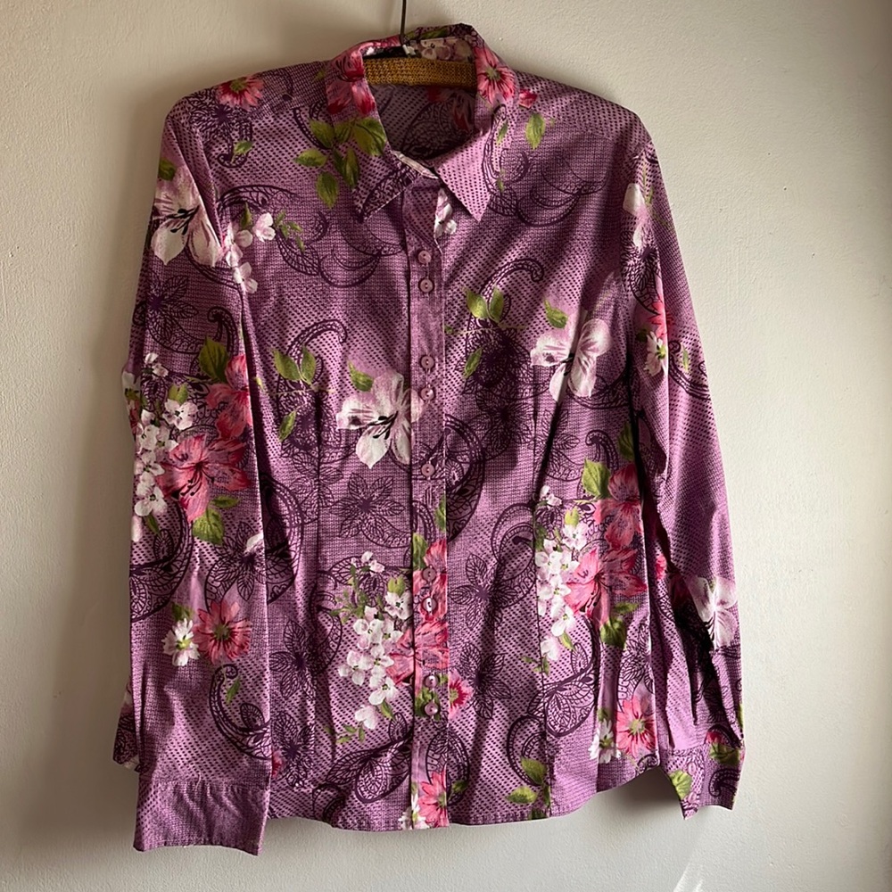 Vintage Pappagallo paisley and floral blouse size medium
